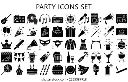 Simple Set of Party Related Vector Line Icons. Contains such Icons as music, food, Dj, Masquerade and more. vector EPS 10 ready convert to SVG. use for modern concept, UI or UX kit, web and app.