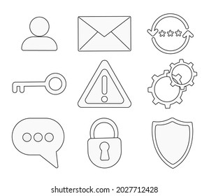 Simple Set of Password Related Vector Line Icons. Contains such Security Alert, Key, Autorization and more. Editable Stroke. 48x48 Pixel Perfect.
