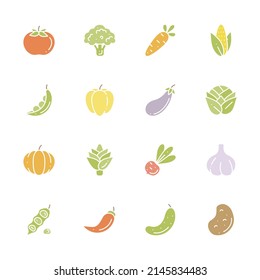 Simple set of pastel minimalistic icons of vegetable for mobile concepts and web apps. Collection modern infographic logo. Vector flat illustration.