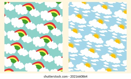 simple set of pattern with cloud themes