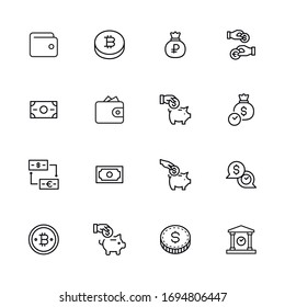 Simple set of payment icons in trendy line style. Modern vector symbols, isolated on a white background. Linear pictogram pack. Line icons collection for web apps and mobile concept.