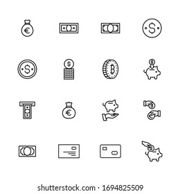 Simple set of payment icons in trendy line style. Modern vector symbols, isolated on a white background. Linear pictogram pack. Line icons collection for web apps and mobile concept.