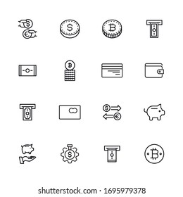 Simple set of payment icons in trendy line style. Modern vector symbols, isolated on a white background. Linear pictogram pack. Line icons collection for web apps and mobile concept.