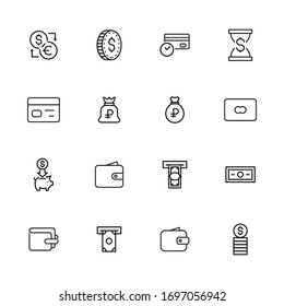 Simple set of payment icons in trendy line style. Modern vector symbols, isolated on a white background. Linear pictogram pack. Line icons collection for web apps and mobile concept.