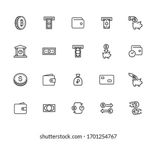Simple set of payment icons in trendy line style. Modern vector symbols, isolated on a white background. Linear pictogram pack. Line icons collection for web apps and mobile concept.