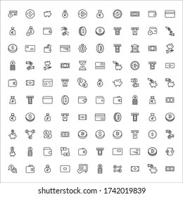 Simple set of payment icons in trendy line style. Modern vector symbols, isolated on a white background. Linear pictogram pack. Line icons collection for web apps and mobile concept.