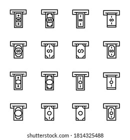 Conjunto simple de iconos de pago con estilo de línea de moda. Símbolos vectoriales modernos, aislados en un fondo blanco. Envase para pictogramas lineales. Colección de iconos de línea para aplicaciones web y concepto móvil.