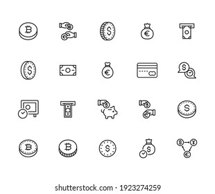 Simple set of payment icons in trendy line style. Modern vector symbols, isolated on a white background. Linear pictogram pack. Line icons collection for web apps and mobile concept.