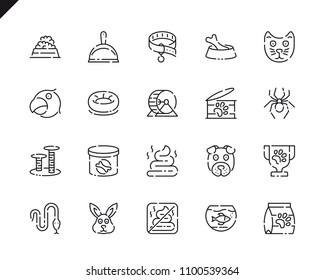 Simple Set Pen and Animal Line Icons for Website and Mobile Apps. Contains such Icons as Scratcher, Dog, Cat, Bowl, Bird, Spider. 48x48 Pixel Perfect. Vector illustration.
