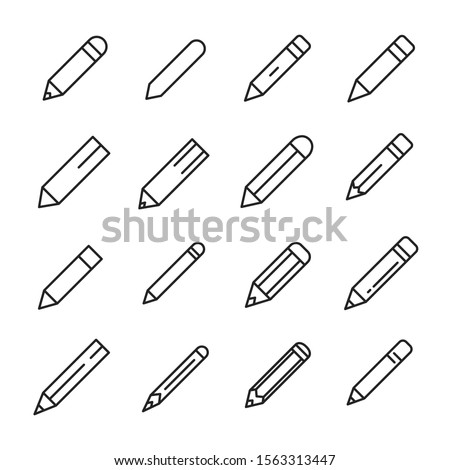Simple set of pencil icons in trendy line style. Modern vector symbols, isolated on a white background. Linear pictogram pack. Line icons collection for web apps and mobile concept.