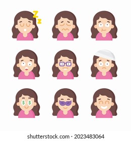 Simple Set People Expressions Vector Color Icons. Color con trazo editable
