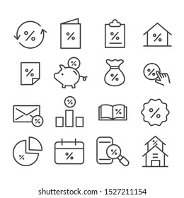 Simple set of percentage or loan concept icon isolated modern outline on white background