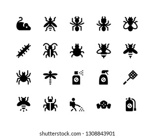 Simple Set of Pest Control Related Vector Glyph Icons. Contains such Icons as mouse, mosquito, ant, termite and More. pixel perfect vector icons based on 32px grid. Well Organized and Layered