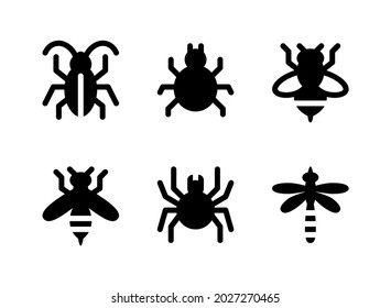 Simple Set of Pest Control Related Vector Solid Icons. Contains Icons as Cockroach, Mite, Bee, Wasp and more.