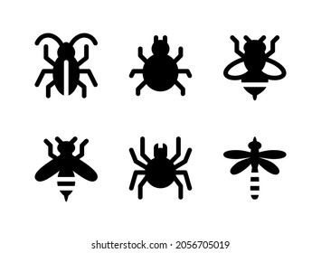 conjunto simple de iconos sólidos vectoriales relacionados con el control de plagas contienen iconos como avispa de abejas ácidas de cucaracha y más