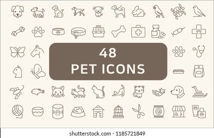 Simple Set of Pet Related Line Icons