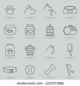 Simple Set of Pet Related Vector Line Icons. Contains such Icons as Dog, Cat, Bird, Spider, Animal Food and more.Simple pictograms. Simple pictograms.