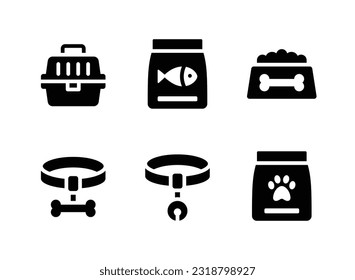 Simple Set of Pets Shop Vector Solid Icons. Contains Icons as Pet Carrier, Fish Food, Pet Food and more.