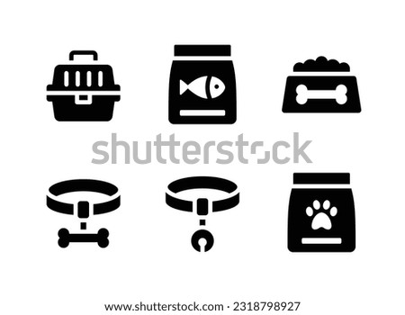 Simple Set of Pets Shop Vector Solid Icons. Contains Icons as Pet Carrier, Fish Food, Pet Food and more.