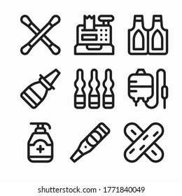 Simple Set Pharmacy Vector línea Icons. Línea con trazo editable