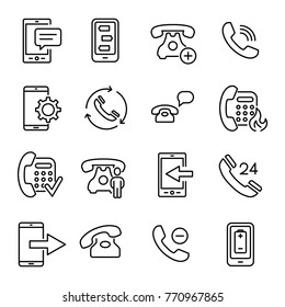 Simple set of phone related outline icons. Elements for mobile concept and web apps. Thin line vector icons for website design and development, app development. Premium pack.