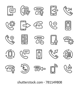 Simple set of phone related outline icons. Elements for mobile concept and web apps. Thin line vector icons for website design and development, app development. Premium pack.