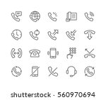 Simple Set of Phone Related Vector Line Icons. 
Contains such Icons as Global Calls, Online Support, Mobile Phone and more.
Editable Stroke. 48x48 Pixel Perfect.