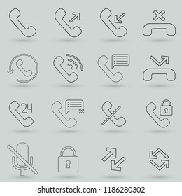 Simple Set of Phone Related Vector Line Icons. Contains such Icons as Global Calls, Missed Calls, Mobile Phone and more.Editable move. 32x32 Pixel Perfect.