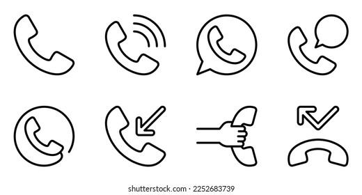 Einfache Set von mit dem Telefon verbundenen Vektorsymbol. Online-Support, Service, Vektorgrafik auf weißem Hintergrund