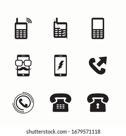 Iconos de línea de vectores de teléfono simple