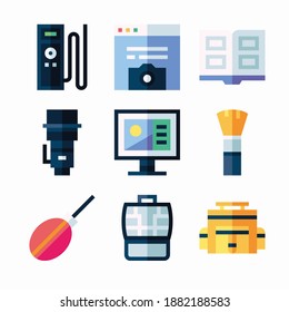 Iconos simples de color de vectores fotográficos. Color con trazo editable
