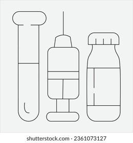 Simple Set of Pills Related Vector Line Icons. vector line icons, sign and symbols in flat design medicine and health with elements vector icon. 