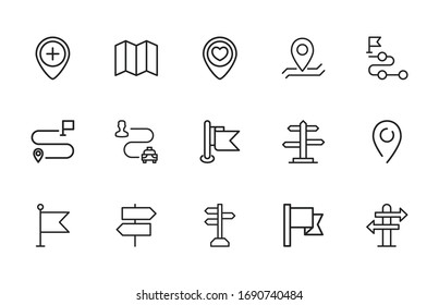 Simple set of places icons in trendy line style. Modern vector symbols, isolated on a white background. Linear pictogram pack. Line icons collection for web apps and mobile concept.