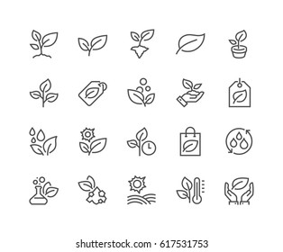 Simple Set of Plants Related Vector Line Icons. 
Contains such Icons as Leaf on Hand, Growing Conditions, Leafs and more.
Editable Stroke. 48x48 Pixel Perfect. - Shutterstock ID 617531753