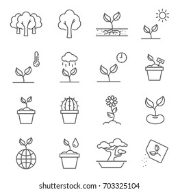 Simple Set of plants Related Vector Line Icons. Contains such Icons as cactus, house plants, gardening, seeds and more. 