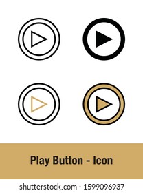Simple Set of Play Button Icon with 4 style, line, solid, filled line, and color line. Editable Stroke and Pixel Perfect.