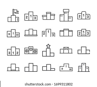 Simple set of podium icons in trendy line style. Modern vector symbols, isolated on a white background. Linear pictogram pack. Line icons collection for web apps and mobile concept.