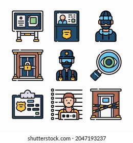 Simple Set Police Vector Color Icons