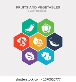simple set of potatoes, lettuce, chili, pomegranate icons, contains such as icons papaya, pepper, eggplant and more. 64x64 pixel perfect. infographics vector