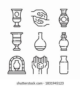 Simple Set Pottery And Ceramics Vector Line Icons