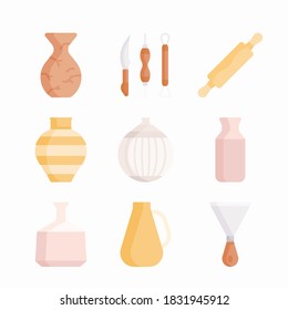 Simple Set Pottery and Ceramics Vector Color Icons