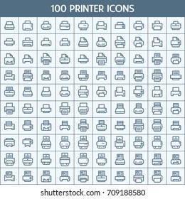 Simple Set of Printer Related Vector Line Icons. Contains such Icons as print, device, ink-jet, printing, office and more. Vector pictogram objects.
