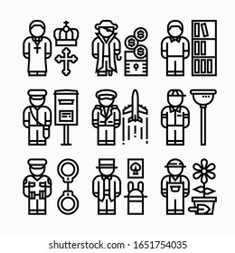 Vektorillustration mit einfachen Set Professionals Line Icons Pack