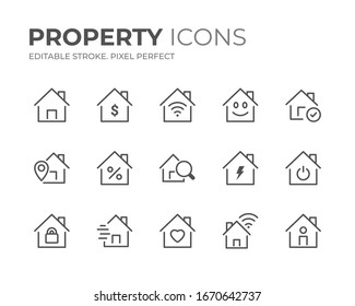 Simple Set of Property Line Icons. Editable Stroke. Pixel Perfect.