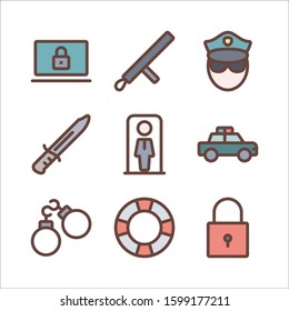 Simple Set Protection and security color icons