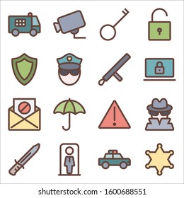 Simple Set Protection and security color icons