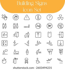 Simple Set of Public Navigation Related Vector Line Icons. Contains such Icons as Cloakroom, Elevator, Exit, Taxi, ATM and more. Editable Stroke