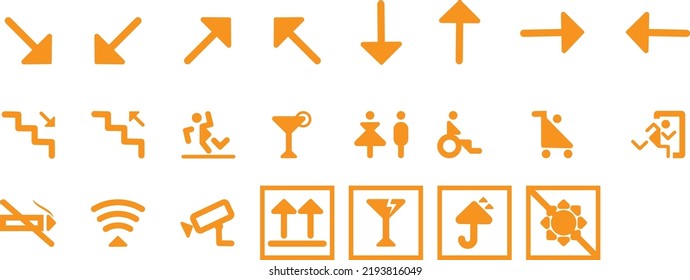 Simple Set Of Public Navigation, Wayfinding System Signage, Square Icons Male, Female, Baby, Disabled Restroom And Packaging Symbols. Illustration Of Toilet Men, Women, Disabled And Child. Vector Icon