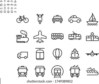 Simple Set of Public Transport Line Icon Vector.Editable Stroke.64x64 Pixel Perfect.