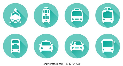 Simple Set of Public Transport Related Vector Icons. Contains such Icons as Taxi, Train, Tram and more. - Vector